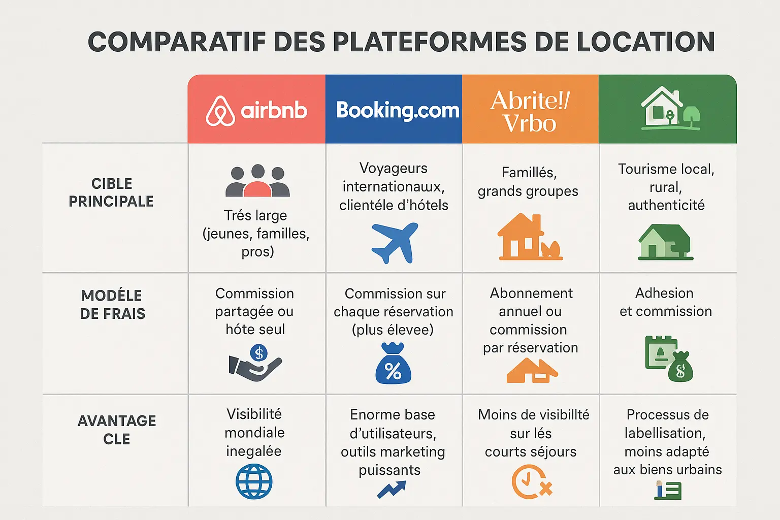Comparatif visuel des plateformes de location courte durée