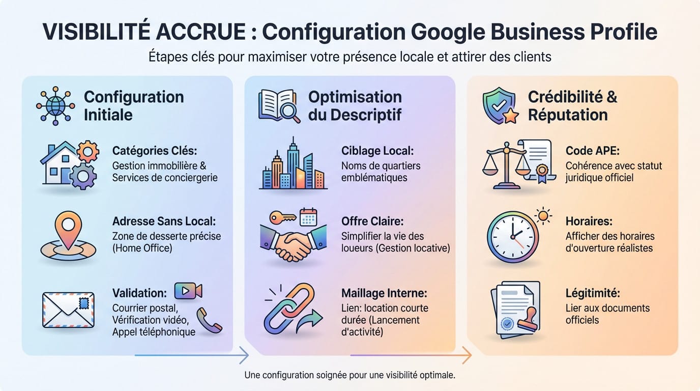 Configuration d'une fiche Google Business Profile pour une conciergerie locale